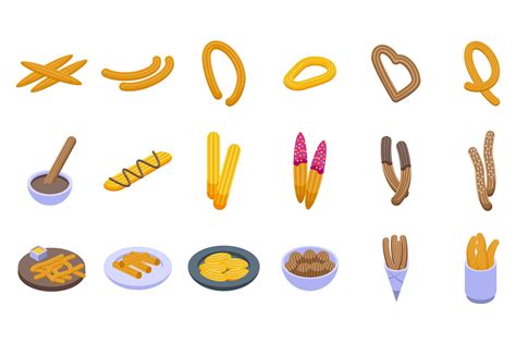 Churros Icons Set Isometric Vector Graphic By Ylivdesign Creative