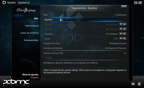 Añadir ADDONS al Menú Principal con Skin CONFLUENCE PLUGINSXBMC