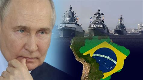 Navios De Guerra Russos Incluindo Um Submarino Nuclear Perto Do