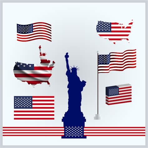 Free Vector American Flags Set