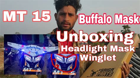 Mt 15 Buffalo Mask Unboxing Mt 15 Headlight Mask Winglet Combo Visor Unboxing Blogger