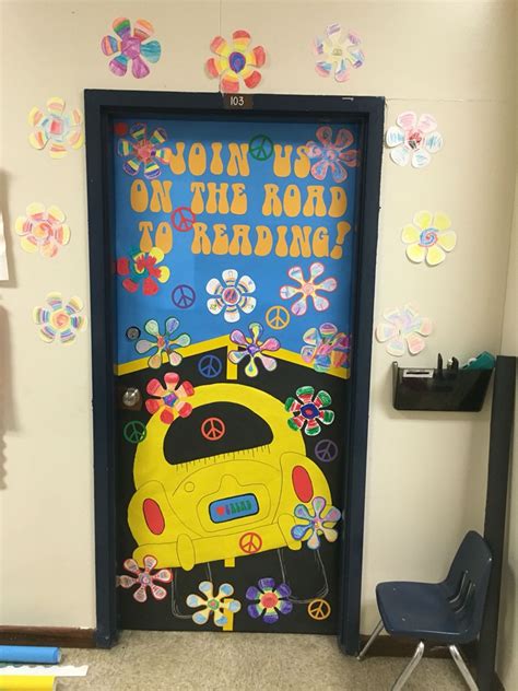 Scholastic Book Fair Reading Feeling Groovy Bulletin Class Classroom Door Decoration 70s Door