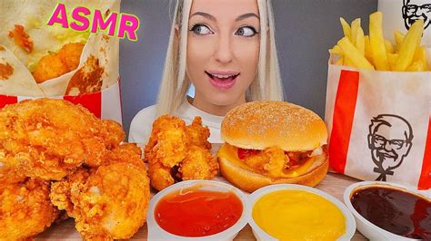 Asmr Eating Kfc Fried Chicken Burger Fries Shawarma 바삭한 후라이드 치킨