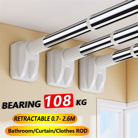 Punch Free Telescopic Rod Adjustable Shower Curtain Rod Curtain Rod