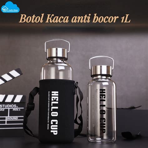 Jual Botol Kaca Anti Bocor 1L Glass Bottle Bening Dengan Penutup