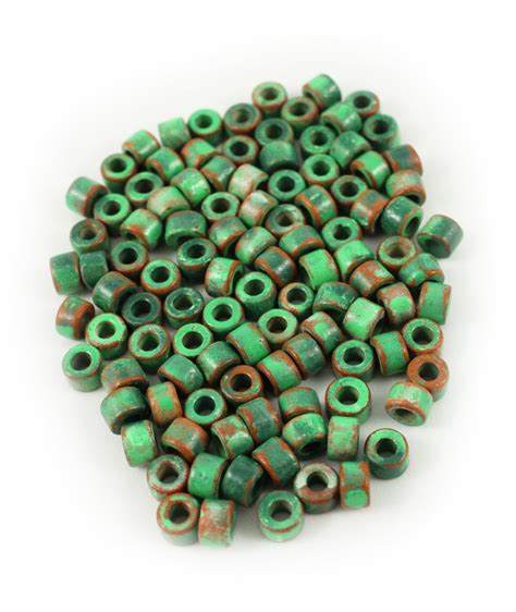 Ceramic Beads Ceramic Cylinder Light Green Green Spotted 6 Mm 100 Pieces Ceramic Beads Etsy