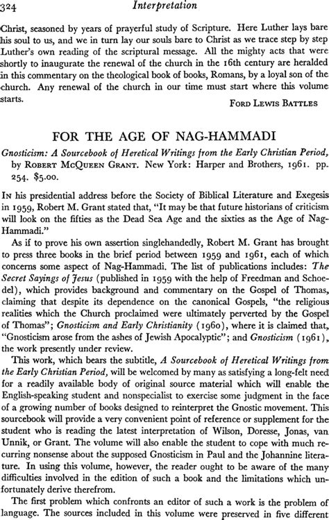 Book Review For The Age Of Nag Hammadi Orval S Wintermute 1962