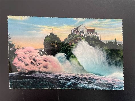 Ak Sh Rheinfall Und Schloss Laufen Schaffhausen Neuhausen Kaufen