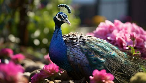 Majestic Peacock Displays Vibrant Colors In Nature Elegant Beauty