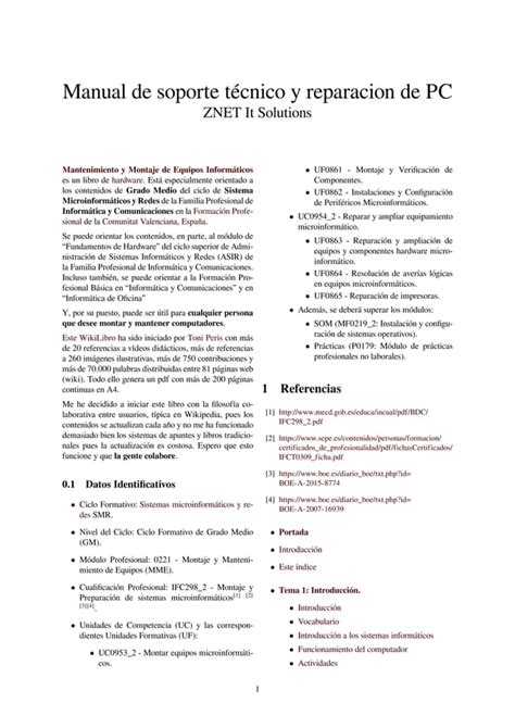 Manual De Reparación Y Soporte Técnico De Pc Y Redes Informáticas