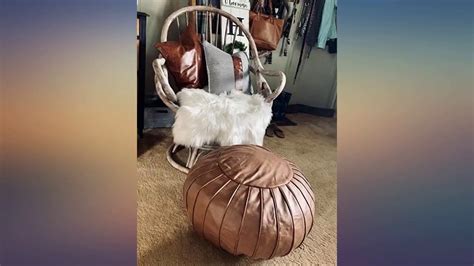 Thgonwid Unstuffed Suede Pouf Footstool Ottoman Handmade Faux Leather