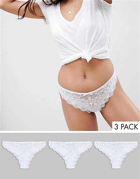 Asos Design 3 Pack Lace Brazilian Pants Asos