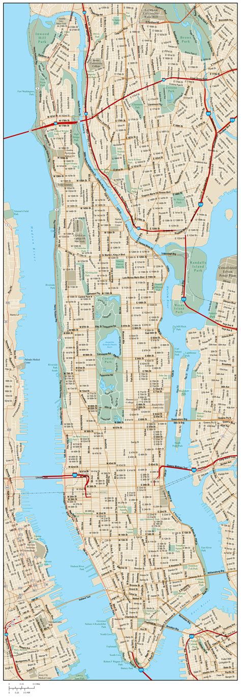 Detailed road map of Manhattan with street names. Manhattan detailed ...