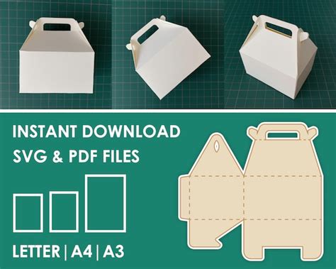 Gable Box Template Svg Pdf X A A Sheet Instant Etsy Uk