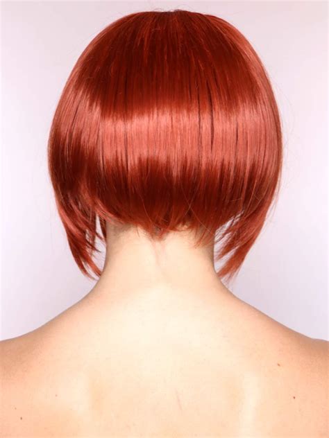 Womens Short Straight Layered Bob Wig Highlighted Copper Red Copper