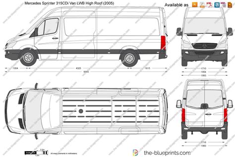 Mercedes Benz Sprinter 315CDi Van LWB High Roof Vector Drawing