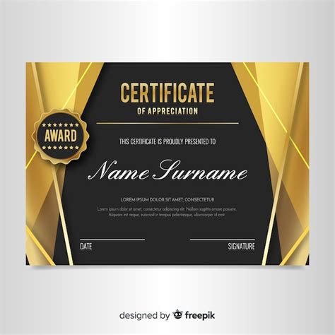 Elegant Certificate Template With Golden Design Vector Free Download