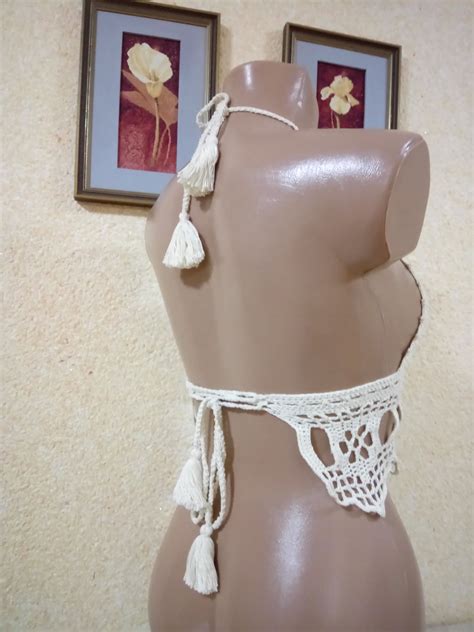 White Crochet Bikini Top Crochet Boho Top Etsy