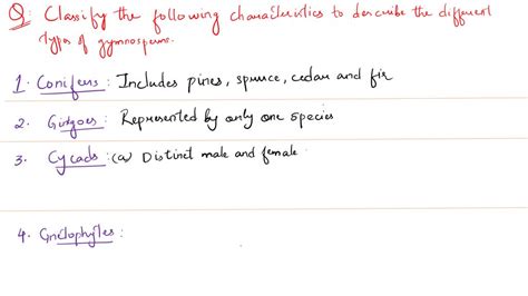 SOLVED: Classify the following characteristics to describe the ...