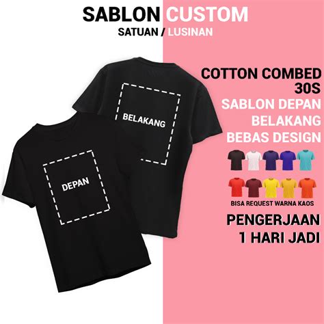 Jual Baju Kaos Sablon Custom Satuan Foto Bebas Gambar Tulisan Logo