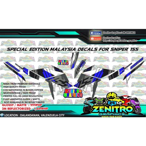 Special Edition Malaysia Decals For Sniper 155 For Gray Fairings