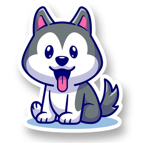 Cute Cartoon Husky Dog Sticker