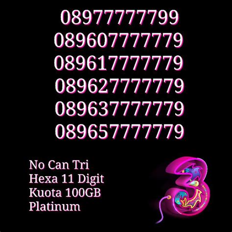 Jual Nocan Nomor Cantik Digit Hexa Kartu Perdana Tri Three G Lte