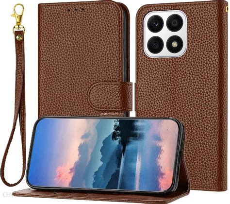 Etui Na Telefon Dla Honor X8A Wzór Litchi Uchwyt Na Karty Flip Folio Pu