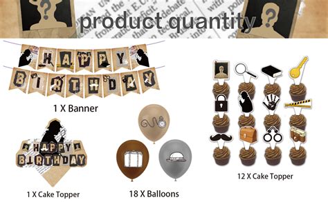 Detective Party Decorations Detective Birthday Party Supplies Includes Detective