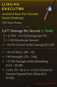 Lvl 80 2h Sword 56All Stats 27 Damage While Berserking 90Stre