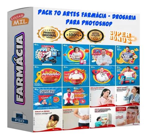 Pack 70 Artes Para Farmácia Editáveis Psd Png Parcelamento sem juros