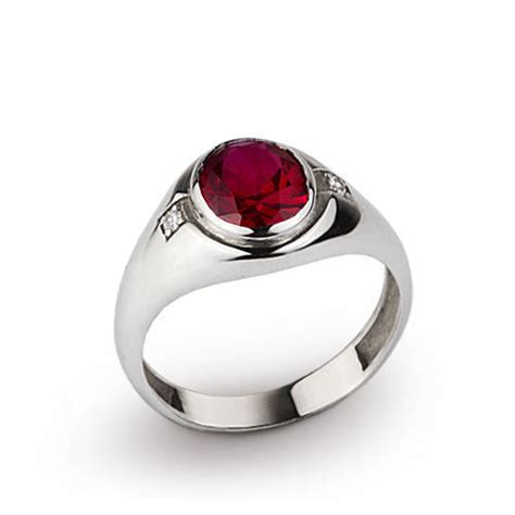 Mens Ring With Red Ruby 494tcw And Genuine Diamonds In Sterling Silver