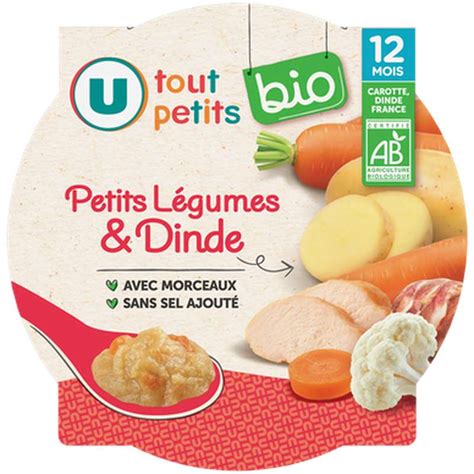 Plat bébé assiette de petits légumes et dinde dès 12mois U Tout Petits