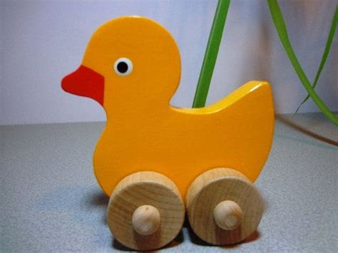 Woodwooden Toy Duck Push Toy Baby Shower T Duck Party Etsy