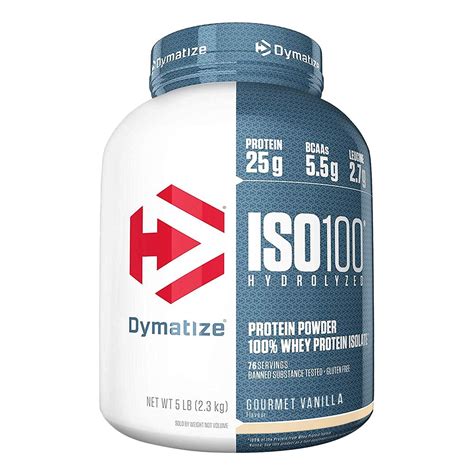 Dymatize ISO 100 Hydrolyzed whey protein isolate, Gourmet Vanilla, 5 LB ...