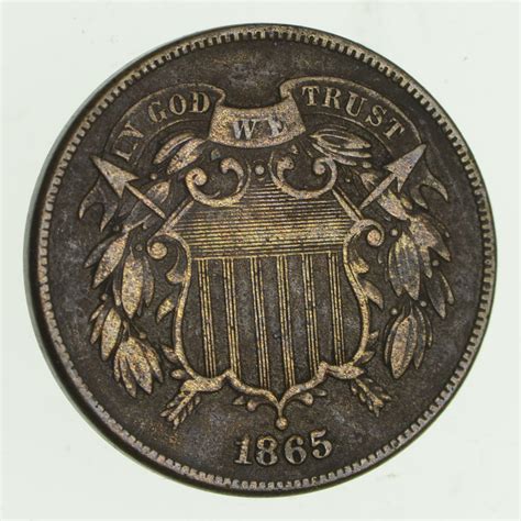 Two Cent 1865 Us Two 2 Cent Piece First Coin With In God We Trust