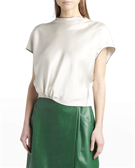 Alexander Mcqueen Asymmetric Ruffle Silk Blouse Neiman Marcus