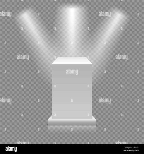 White Empty Podium Isolated On Transparent Background Museum Pedestal