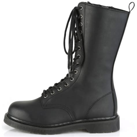 Bolt Mens Black Combat Mid-Calf Boot - Vegan Leather Combat Boots