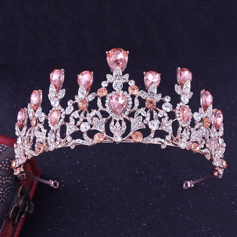 Baroque Rose Gold Gorgeous Crystal Tiaras Bridal Crown Rhinestone