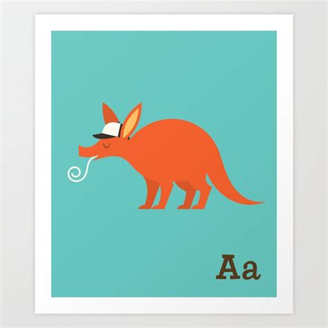 Animal Alphabet - Aardvark (With Letters) Art Print by Animal Alphabet ...