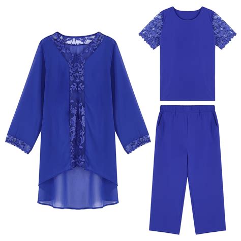 YONGHS Women's Chiffon 3 Pcs Pants Suits Mother of Bride Wedding Guest