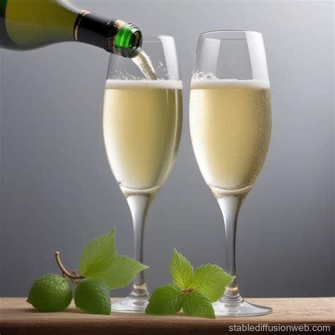 Intertwined Prosecco Glasses And Laurel Stable Diffusion Online