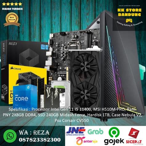 Jual CPU GAMING INTEL CORE I5 11400 GEN 11 GTX 1650 RAM 16GB PC