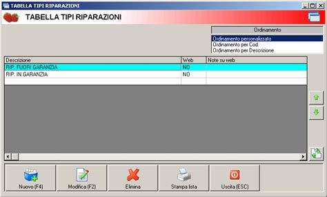 Riparazioni Tabella Tipi Ready Pro Manuale Utente