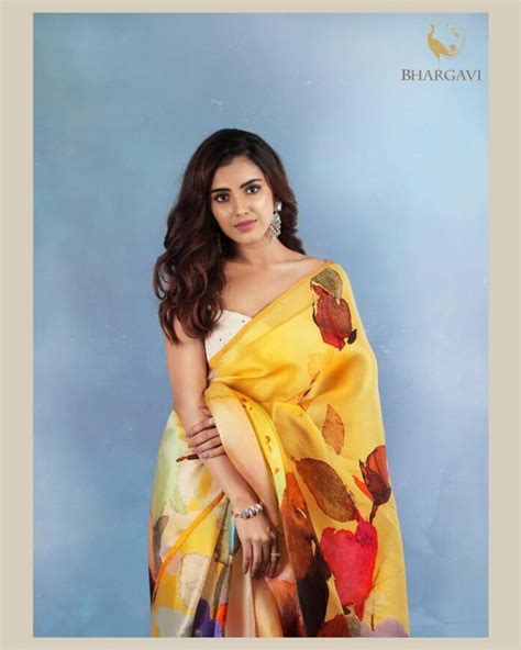 Malvika Sharma Looks Pretty In A Yellow Floral Saree