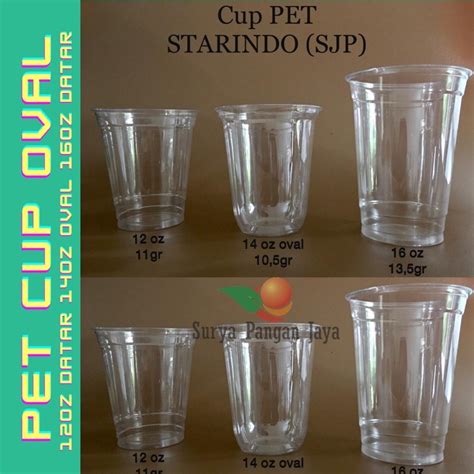 Jual Starindo Cup PET 14oz Oval Gelas Plastik Tutup Cembung Lid Dome