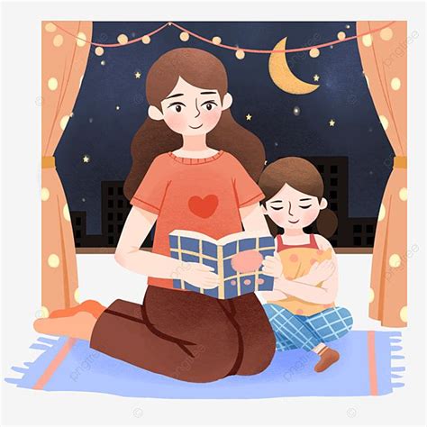 Madre E Hija Leyendo Un Libro Ilustraci N De Dibujos Animados