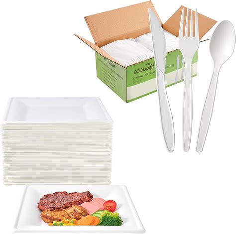 Amazon Ecolipak Pack Inch Compostable Square Paper Plates