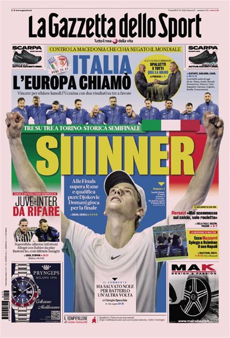 La Prima Pagina Della Gazzetta Dello Sport Del 30112023